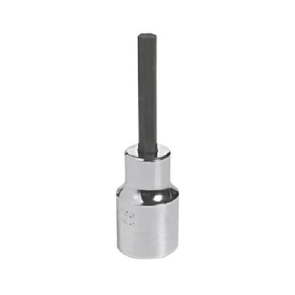 Socket Driver Bit, Standard Length, Measurement System: Metric, 1/2 in Drive, Hex Bit, 18 mm Bit, 50.8 mm Bit Length, 4 in Overall Length, Alloy Steel, Polished Chrome