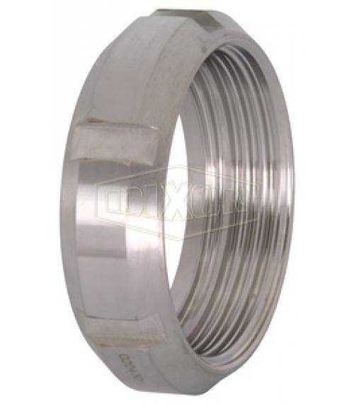Locknut, European SMS Style, Series: 13R, Measurement System: Imperial/Metric, 1 in Thread, 304 Stainless Steel, 19 mm Height, 40 mm Width Across Flats, Round Thread
