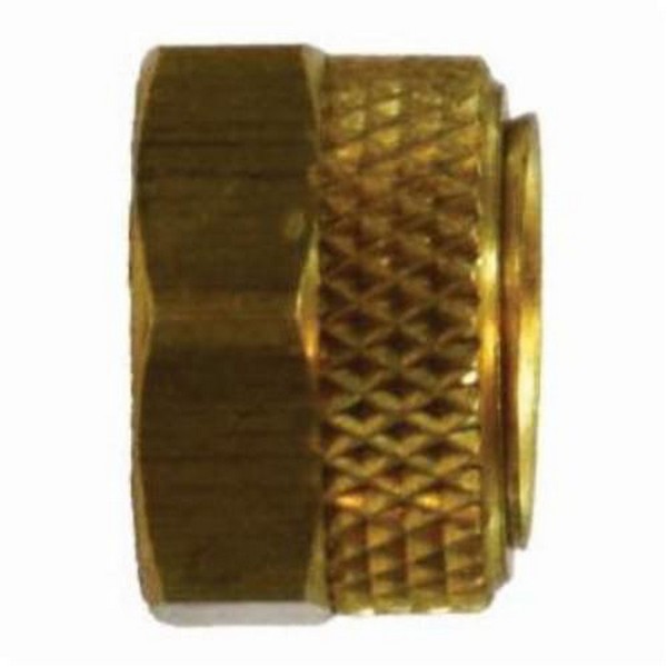 Tube Nut and Sleeve, Universal, Nut Fitting/Connector, 1/4 Inch Nominal, Flareless End Style, 0.43 Inch Hex, 0.34 Inch Length, 0 to 300 psi Pressure, -65 to 250 °F, CA360 Brass, Import