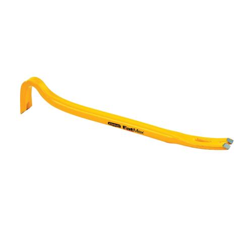 Wrecking Bar, Beveled/Slotted Claw, 1-1/8 in, 1-1/16 in Tip Width, 14 in Overall Length, 1 in Overall Width, 1 in Dia, Tri-Lobe, High Carbon Steel, Powder Coated/Yellow