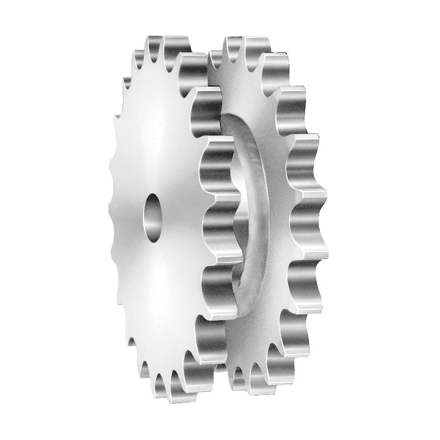 Double Single Roller Chain Sprocket, Hardened Teeth, 1-1/4 to 2-3/4 in Bore Dia, 6.226 in Outside Dia, #100 Chain, 14 Teeth, 1-1/4 in Pitch, 5.617 in, 2.68 in Length Through Bore, Steel