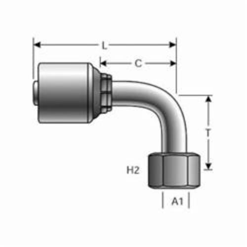 Hydraulic Coupling, Bent Tube, Series: G25, 9.5 mm x M18x1.5 Nominal, Hose x DIN 24° Female Cone Swivel, 90°, 22 mm Nut Hex, 60.1 mm Length, Steel, Import