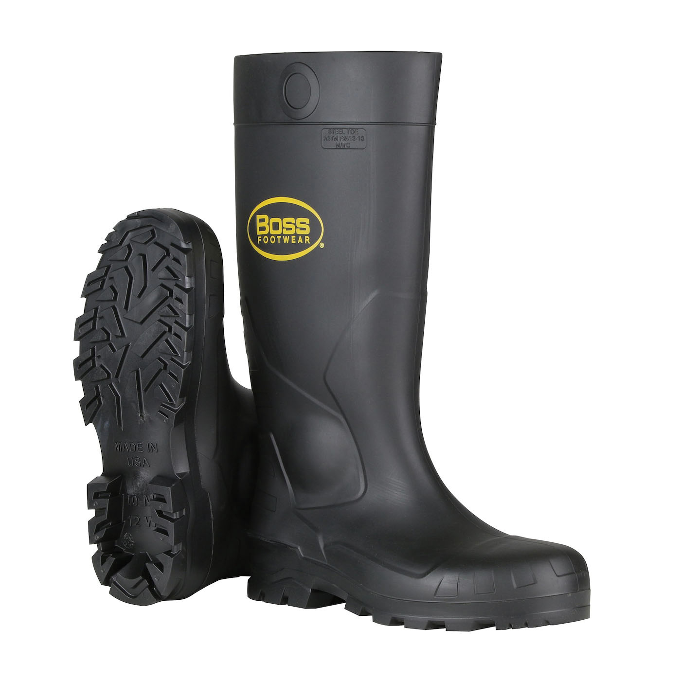 Boots, Slip-On, Series: 380-900, 9 in Size, 16 in Height, White, Plain Toe, Cleated Sole, PVC Upper, PVC Outsole, Resists: Water
