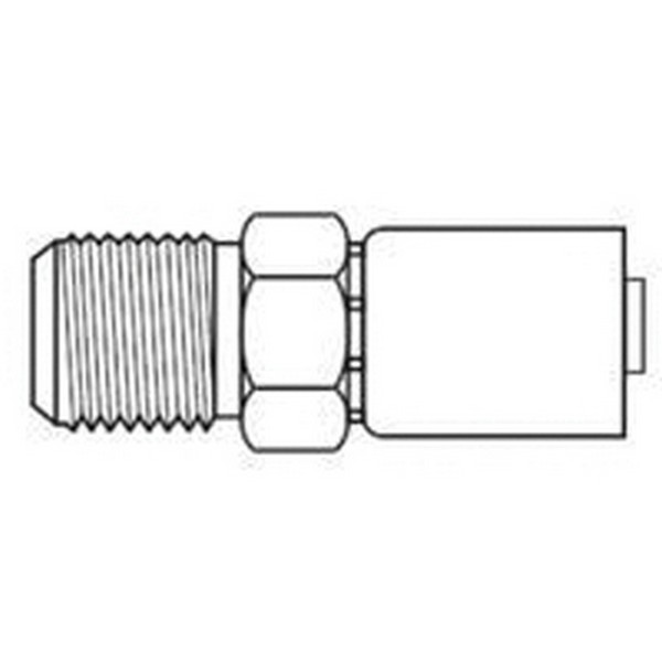 Hydraulic Hose Fitting, 1-Piece Non-Skive, 5/16 in ID Hose, 9/16-18, Male JIC 37 °Flare x Hose, 11/16 in Hex, 2.02 in Length, 6000 psi, 1.04 in Cutoff Allowance, Steel