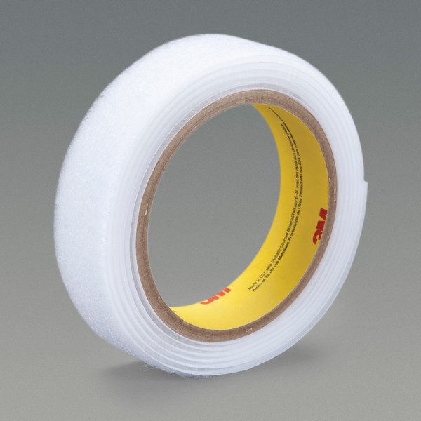 Hook Fastener Tape, Reclosable, 50 Yard Length, 1 Inch Width, 0.15 Inch Thickness Engaged, White, Acrylic Adhesive, Woven Nylon Backing, 158 °F Maximum Operating, Resistance Properties: Plasticizer-Resistant