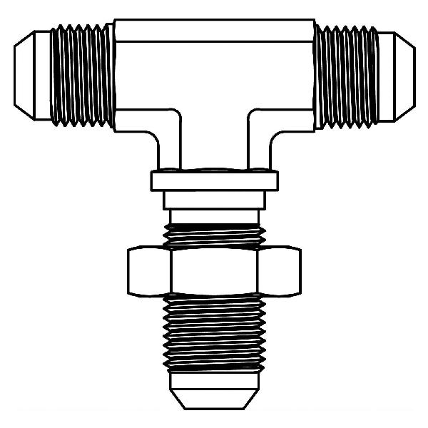 Bulkhead Union Branch Tee, Series: 2703-LN, 9/16-18 Nominal, 37 deg Male JIC End Style, Steel, Trivalent Chromate Plated, Silver