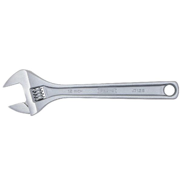 Wrench, Non-Insulated Standard, Adjustable Wrench, 1-1/2 in Wrench Opening, 12-1/8 in Overall Length, 1-19/32 in Jaw Width, Alloy Steel Jaw, 15˚ Head, Ergonomic/Plain Grip Handle, Alloy Steel Body, Tether Ready: Yes, Specifications Met: ASME B107.111