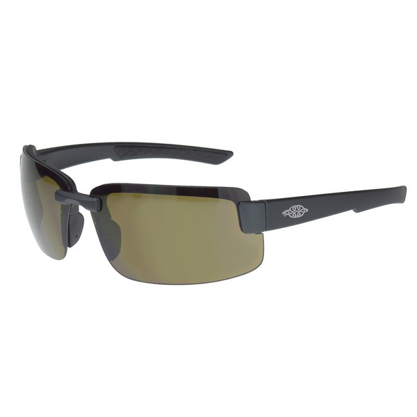 Safety Eyewear, Series: ES6, Hard Coated Anti-Scratch Lens Coating, Polarized Brown Lens, Half Framed Frame, Matte Black Frame, Plastic Frame, Polycarbonate Lens, 99.9 % UV Protection, Inlaid Rubber Grip Temple, Specifications Met: ANSI Z87.1