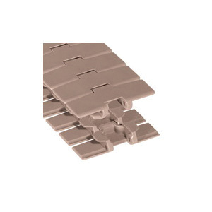 Flat Top Conveyor Chain, 1-Piece Side-Flexing, Series: 880, 1-1/2 in Pitch, 0.28 in Pin Diameter, 1.69 in Pin Length, 3-1/4 in Plate Width, 0.16 in Plate Thickness, 18 in Minimum Side-Flex Radius, 1-1/2 in Minimum Back-Flex Radius, 425 lb Tensile Strength, 10 ft Overall Length, Acetal, Tan