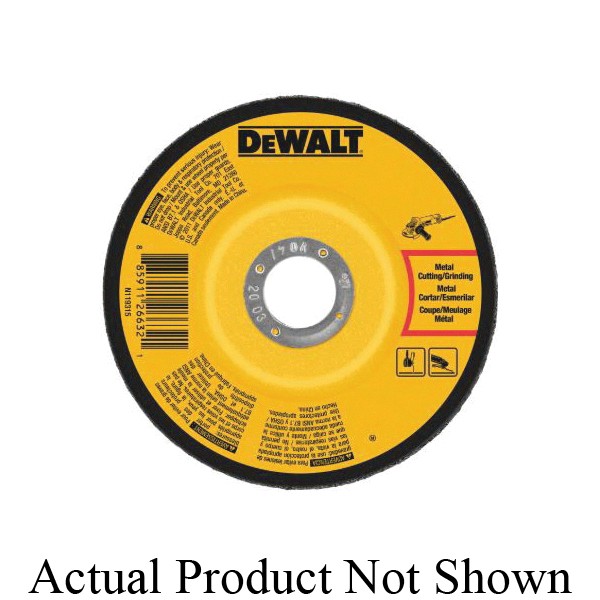 Depressed Center Grinding Wheel, Flat, 4-1/2 in Wheel Diameter, 1/4 in Wheel, Threaded Arbor Connector, 24 Grit, Coarse Grade, Aluminum Oxide Abrasive, Wheel Type Number: Type 27, 13300 RPM Resin Bond, Applicable Materials: Ferrous Metal and Stainles