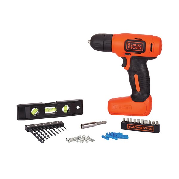 Cordless Drill Home Project Kit, Tool/Kit: Kit, Drilling Bits, Fastening Bits, Magnetic Bit Holder, 8 VDC, Lithium-Ion, 1.5 Ah Battery, Specifications: 400 RPM Speed, 3/8 in Chuck, 43 Piece