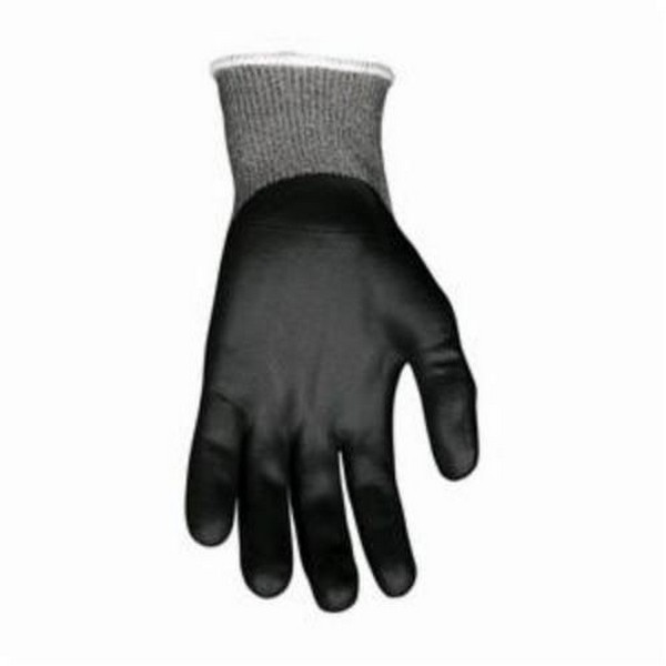 Mediumweight, Series: Ninja® N9676GKD, M, Bi-Polymer Palm, Single Dipped Bi-Polymer with Smooth Finish Coating, Dyneema®/Synthetic, Black/Gray, Ambidextrous Hand, Full Finger/Regular Thumb, Unlined, Knit Wrist Cuff, 9-1/4 in Length, ANSI Cut-Resistan