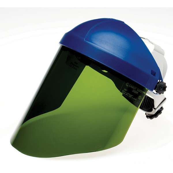Faceshield Window, General Purpose, Shaded Green, Polycarbonate, 3.0 Lens Shade, 0.8 in Visor Thickness, 9 in Visor Height, 14-1/2 in Visor Width