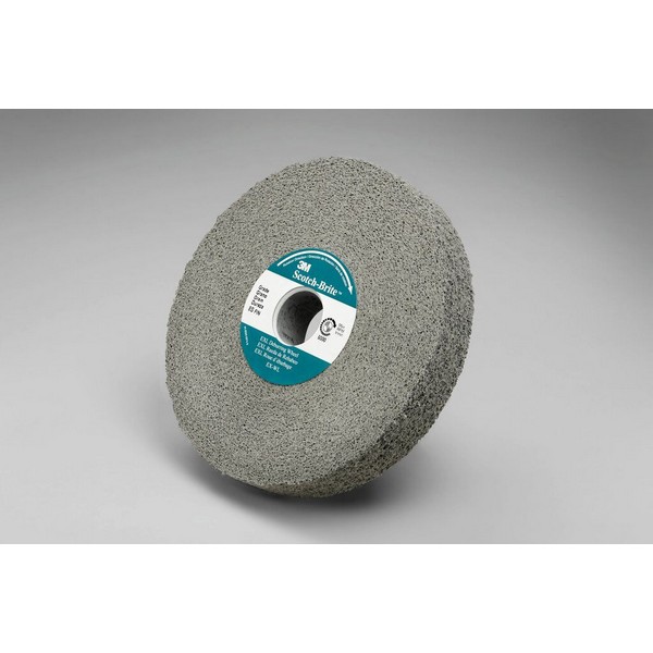 Deburring Wheel, High Performance, Series: EXL, Center Hole Attachment, Silicon Carbide Abrasive, 6 Inch Wheel Diameter, 1 Inch Center Hole, 1 Inch Face Width, Fine Grade, 6000 RPM Maximum, Density Grade: Medium, 8 Density, Gray