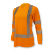 Safety T-Shirt, High Visibility Long Sleeve, Series: ST21, Women's Gender, XL Size, Hi-Viz Orange/Silver, Polyester Birdseye, 130 GSM Fabric Weight, 1 Pocket