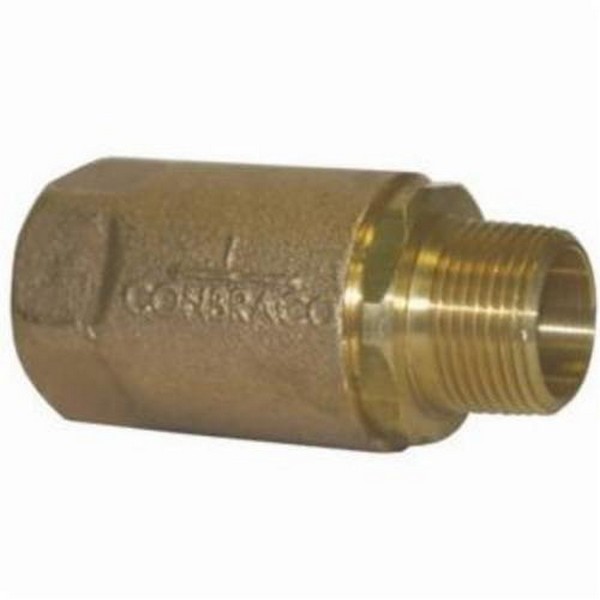Ball Cone Check Valve, 2 Inch Nominal, MNPT x FNPT End Style, 400 psi WOG, 125 psi WSP Pressure, -20 to 353 °F, Media: Gas/Oil/Steam/Water, Brass Body, PTFE Seat Softgoods