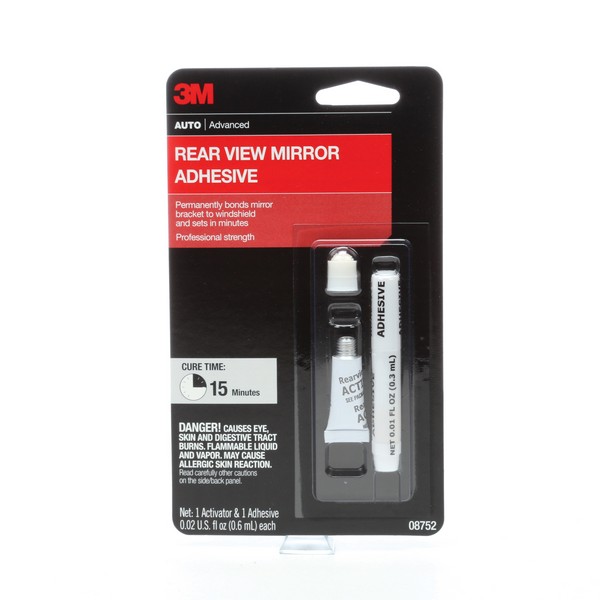 Rearview Mirror Adhesive, 2-Part, Tube Container, 0.02 fl-oz Container, Methyl Methacrylate Base