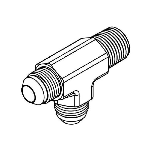 Run Tee, Series: 2605, 3/4-16 x 1/2-14 x 3/4-16 Nominal, 37 deg Male JIC x MNPT x 37 deg Male JIC End Style, 316 Stainless Steel