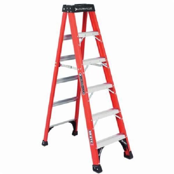 Step Ladder, Ribbed Type IAA, Series: FM1400HD, 6 ft Ladder Height, 375 lb, ANSI Code: A14.5, Fiberglass, 5 Steps, 40-6/8 in Base Spread, 22-9/16 in Bottom Width