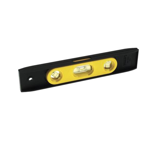 Torpedo Level, Magnetic, 0.005 in Accuracy, 9 in Length, 4 in Width, 1 in Height, 3 Vials, Vial Positions: (1) Plumb/(1) Top Read Level/(1) 45 deg, 360 deg/Center/Top Read Vial, ABS, Black/Yellow