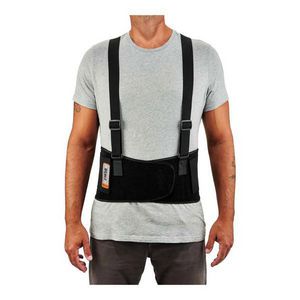 Back Support Brace, Economy, Series: 1650, XS, Fits Waist Size: Up to 25 in, 7-1/2 in Width, Elastic/Rubber Webbing, Black, Adjustable/Detachable Suspenders, Hook and Loop Closure
