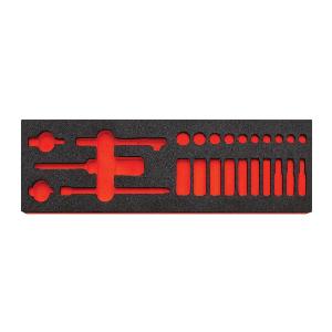 Foam Tray, For Use With: J47116 Tool Set and 25-Piece 6-Point 1/4 in Drive Full Polish Combination Socket Set with Classic Pear Head Ratchet, Polyethylene Foam, Black/Red, 5 in W x 16 in D x 1-1/4 in H Dimensions