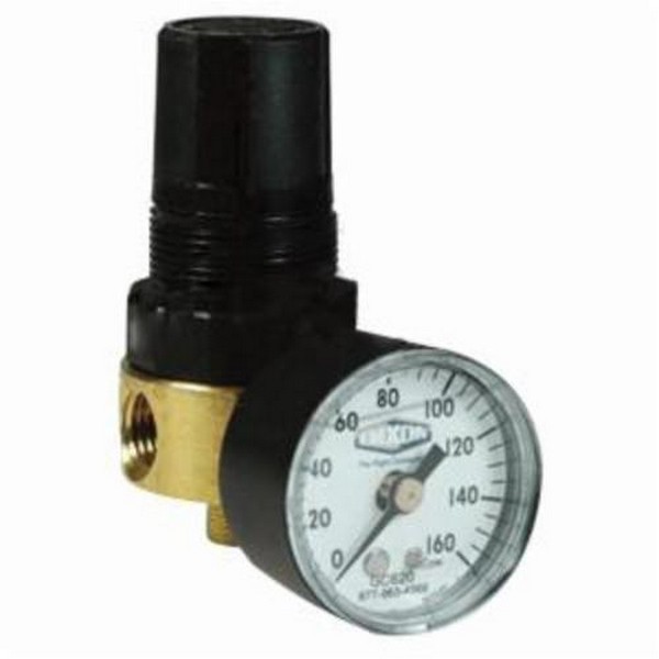 Regulator, Miniature Relieving, Series: R643, 1/4 Inch Port, 10 scfm, 2 to 125 psig Pressure, 40 to 120 °F, Brass Body