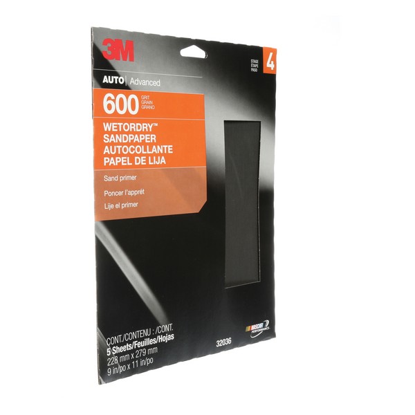 Coated Sanding Sheet, 11 in Length, 9 in Width, P600 Grit, Aluminum Oxide Abrasive, Paper Backing, Applicable Materials: Clear Coat, Fiberglass, Paint, Plastic and Primer, Black, A-Weight Backing Weight, Waterproof: Yes