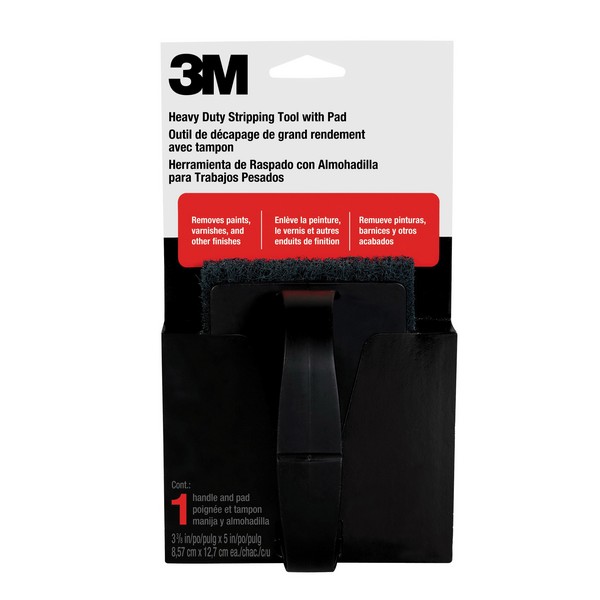 Stripping Pad, Heavy Duty Open Stock, 5 Inch Length, 3-3/8 Inch Width/Diameter, 1 Inch Thickness, 3 Grit, Coarse Grade, Black Pad Color, Applicable Materials: Wood