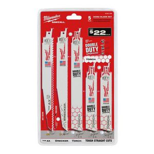 Blade Set, Demolition, 5 Piece, Specifications: 6.9 in W, For Use With: Jig Saw, Bi-Metal, White