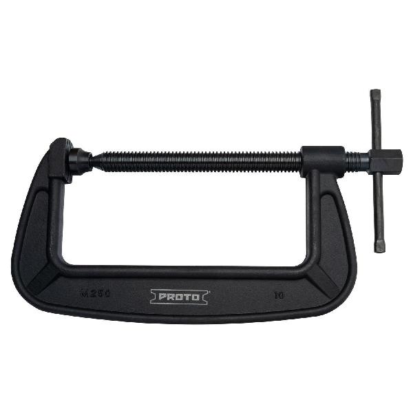 C-Clamp, Regular Duty, 5-3/8 in Throat Depth, 10 in Jaw Opening, Flat Anvil, 8000 lb Clamping, Forged Steel Body