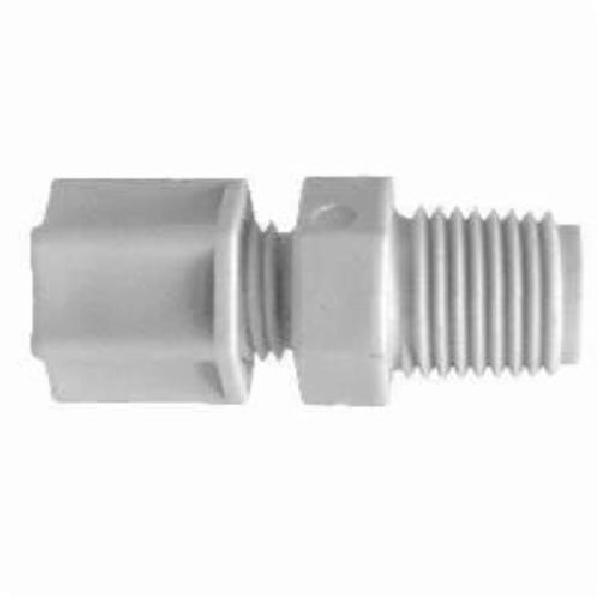 Tube-to-Pipe Connector, Adapter Fitting/Connector, 3/8 x 1/4 Inch Nominal, Compression x MIP End Style, Polypropylene