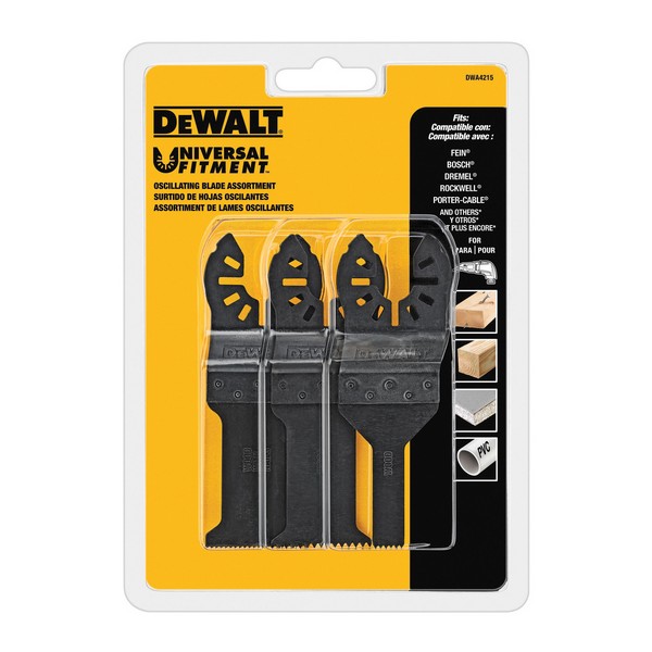 Oscillating Blade Set, 3-Piece, For Use With: All Oscillating Tool, Specifications: 1-3/4 in OAL, Steel, Black