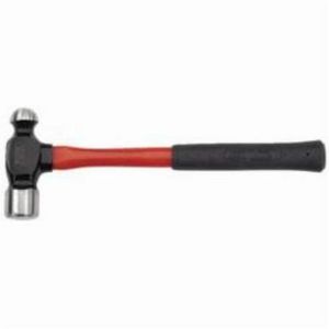 Ball Pein Hammer, 14-3/16 in Overall Length, 1-1/4 in Face Dia, 24 oz Head, Forged Steel Head, Fiberglass Handle, Cushioned Grip