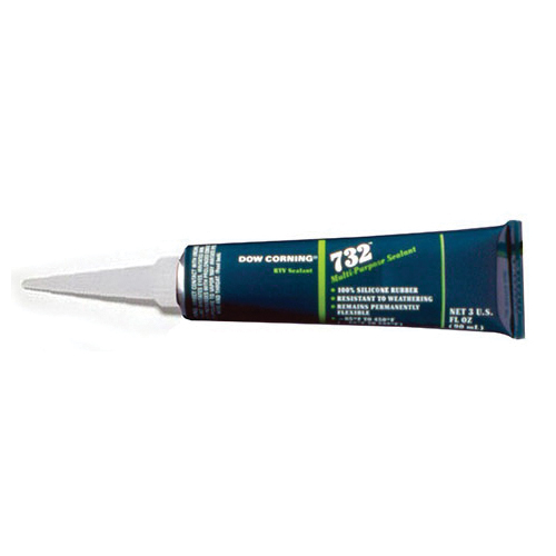 Sealant, 1-Component Multi-Purpose, Series: 732, Tube Container, 3 oz Container, Silicone Base, Composition: Silicon Dioxide, Paste Form, 20 min Drying, 24 hr Curing, Clear, -76 to 356 °F, 1.04 Specific Gravity, 22 g/L VOC, Flammability: 1, Applicable Materials: Concrete, Glass, Masonry, Metal, Plastic, Wood