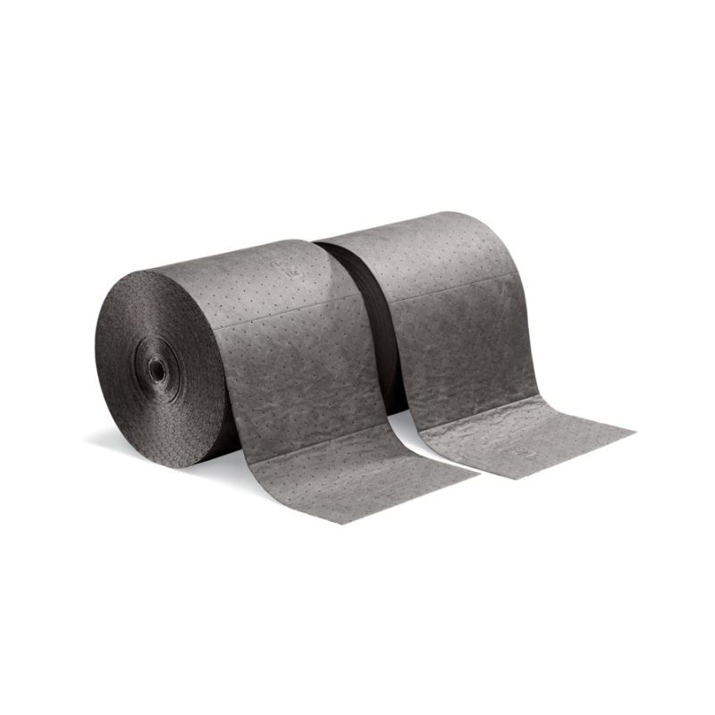 Absorbent Mat Roll, Lightweight Universal, 300 ft Length, 15 in Width, 20.1 gal Absorption Capacity, Fluids Absorbed: Coolants/Oils/Solvents/Water, Polypropylene, Gray