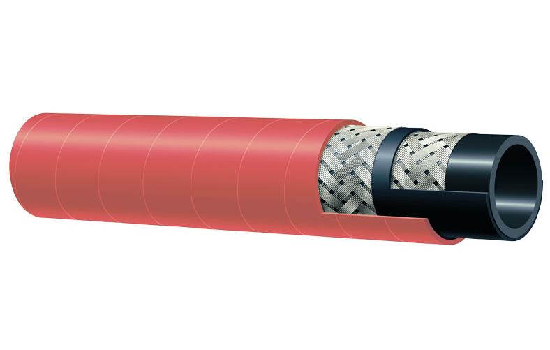 Braided Steam Hose, Series: T340AH, 1/2 in Nominal, 100 ft Length, 270 PSI Working, -40 to 175 F, EPDM, Red, Import