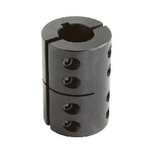 Clamping Coupling, 1 Inch Bore, 2 Inch Outside Diameter, 3 Inch Length, Two-Pieces, 1/4 Inch x 1/8 Inch Keyway, Black Oxide