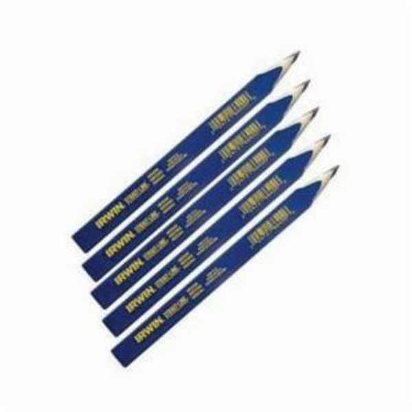 Carpenter Pencil Set, Flat Tip, Oval Barrel, Blue Barrel, 7 in Length, Medium Lead
