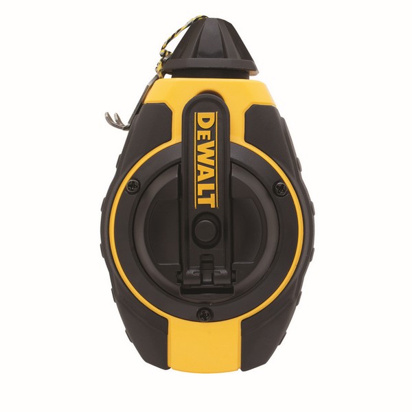 Chalk Line Reel, Single, 100 ft Line Length, Polyester Line, Folding Crank Handle, Quick Retraction, Sliding Door, 3:1 Gear Ratio, Die Cast Aluminum Case, Black/Yellow Case, 6-19/32 in L x 2-1/2 in W Dimensions