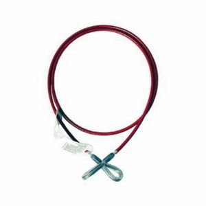 Anchorage Cable Sling, 4 ft L x 1/4 in W Size, Steel Thimble, Red, Vinyl Coated/Galvanized