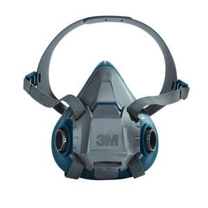 Half Facepiece Respirator, Probed Reusable, M Size, Adjustable Headstrap, 4-Point Suspension, Bayonet Connection, Resists: Gases and Vapors, Polyester/Silicone/Spandex®, Gray/Teal