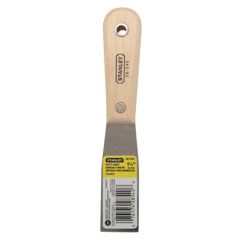 Putty Knife, Full Tang Blade, 3-5/8 in Blade Length, 1-1/4 in Blade Width, Blade Flexibility: Flexible, High Carbon Steel Blade, Tapered, 3-7/8 in Handle, Hardwood Handle