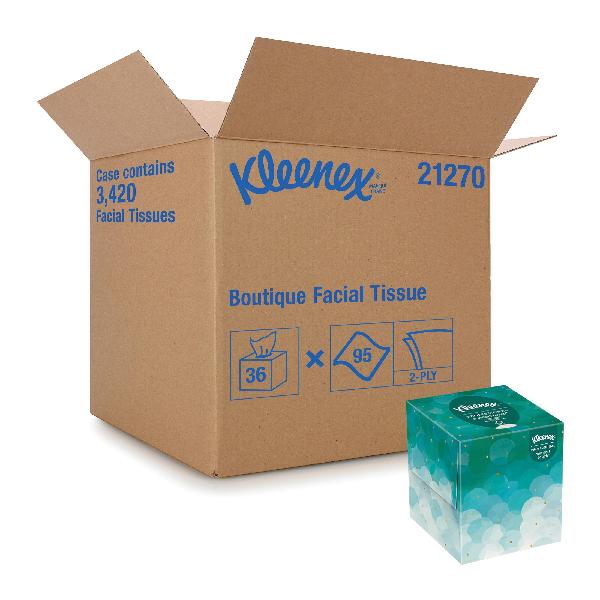 Facial Tissue, Upright, Series: Boutique*, 8.4 in Width, 8.2 in Length, White, Unscented, Paper, Upright Box, 2 Ply