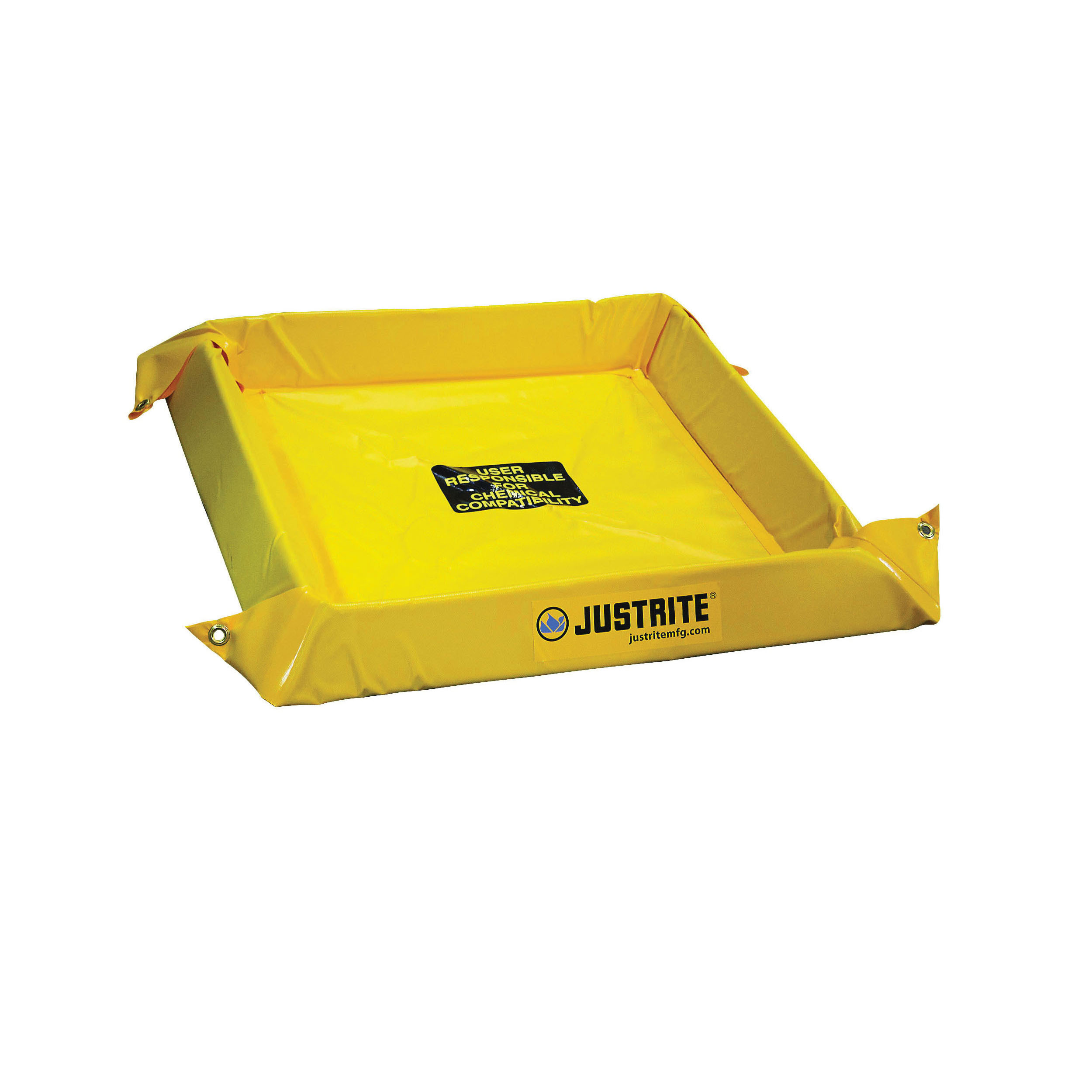 Maintenance Spill Berm, 40 gal Spill, 4 ft Length, 4 in Height, 4 ft Width, PVC Coated Fabric, Yellow