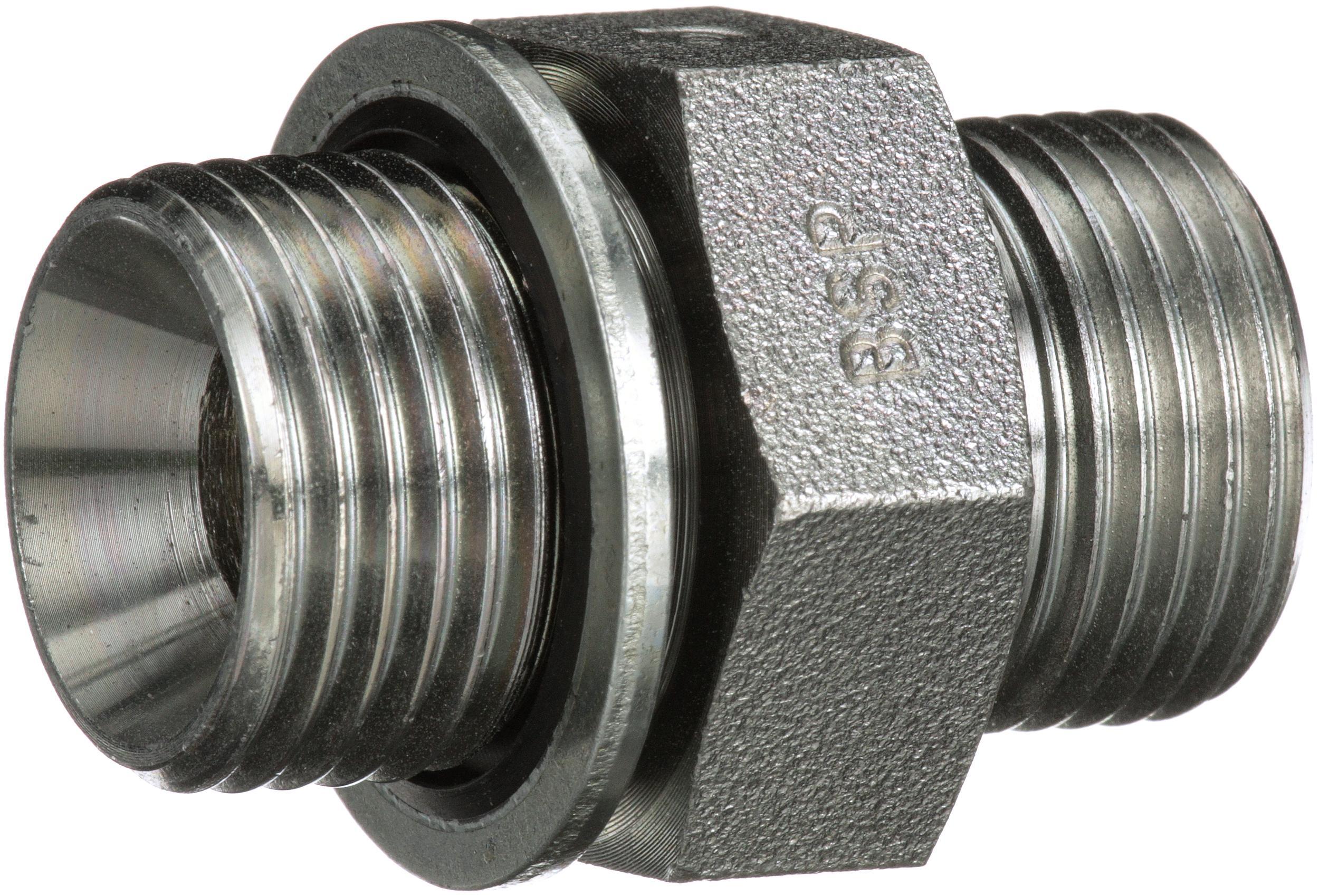 Hydraulic Adapter, Straight, Series: G62, 1/8-28 x 9/16-18 Nominal, Male Pipe Parallel with O-Ring x Male Flat-Face O-Ring End Style, 6000 psi Pressure, Steel, Import