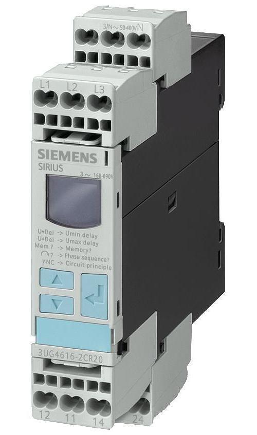 Phase Sequence Monitoring Relay, Analog, 420 to 690 VAC, 50/60 Hz Frequency, DPDT ContConfiguration, 3 Pins, Snap-On Mounting, Spring Loaded Terminal, IP20 Enclosure, 94 mm H x 22.5 mm W x 91 mm D Dimensions