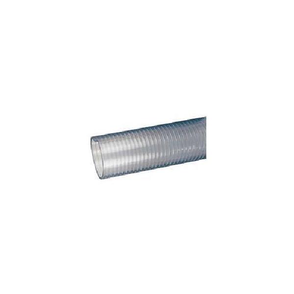 Suction Hose, Heavy Duty, Series: FT, Hose End Style, 4 in ID, 4.51 in OD, 100 ft Length, 50 PSI Working, -20 to 65 F, PVC Tube, Clear, Domestic