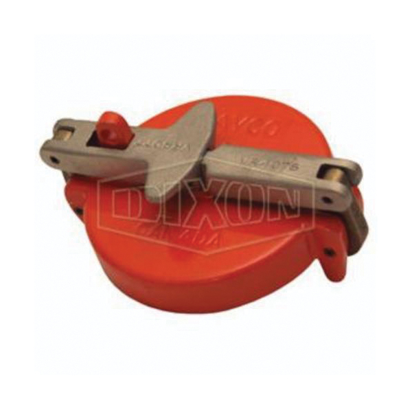 Tank Truck Cap, Vapor, Cap Fitting/Connector, 4 Inch Nominal, Aluminum, Orange, Domestic