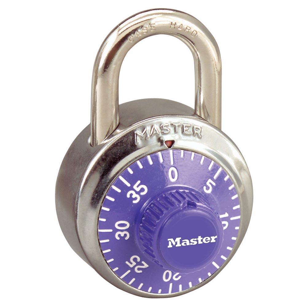 Combination Lock, Series: 1502, Combination Key, Double Reinforced Stainless Steel Body, 9/32 in Shackle Diameter, 3/4 in Shackle Height, 13/16 in Shackle Width, 1-7/8 in Body Width, Anti-Shim Technology Locking Mechanism, Purple